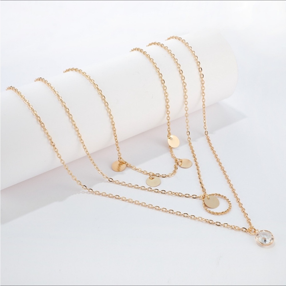 💎2/ $10-All jewelry💎 Gold Multilayer Disk Necklace Set